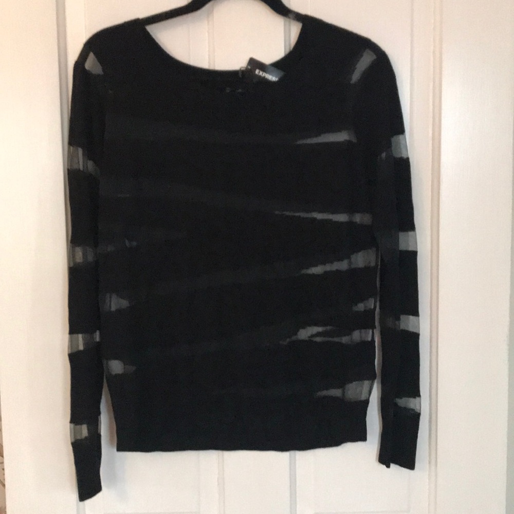 Express black sweater sheer striped